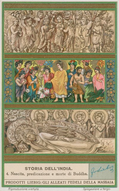 Die Geburt, Predigt und Tod von Buddha von European School