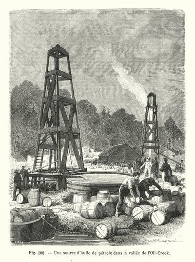 Eine Ölquelle im Oil-Creek-Tal (Stich) von European School
