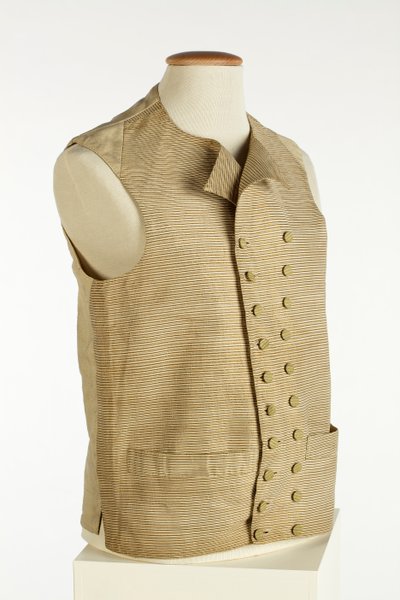 Weste aus gewebter Seide mit feinen goldenen, cremefarbenen und orangefarbenen Streifen, ca. 1780-90 von European School