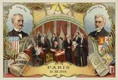 William R Day und Eugenio Montero Rios und der Vertrag von Paris, der den Spanisch-Amerikanischen Krieg beendete, 10. Dezember 1898 von European School