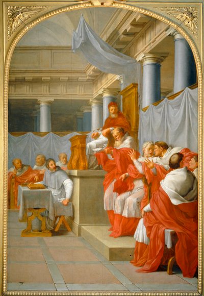 Papst Viktor III. bestätigt die Institution der Kartäuser von Eustache (studio of) Le Sueur
