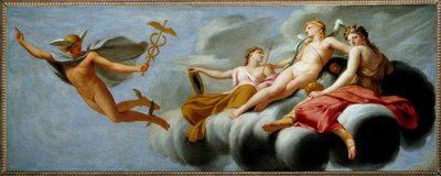 Amor befiehlt Merkur, seine Macht dem Universum zu verkünden. Hermes hat sein Attribut verloren. Gemälde von Eustache Le Sueur (1646) von Eustache Le Sueur