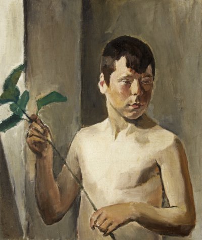 Junge mit Blatt von Evan John Walters
