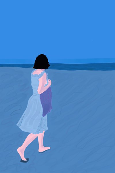 Frau am Strand von Fire Island von Evan Sklar