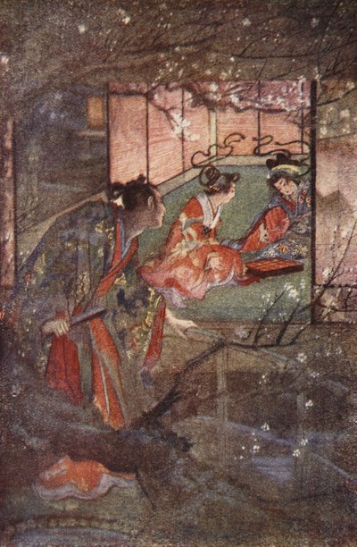 Kato Sayemon im Palast des Shogun Ashikaga, Illustration aus 