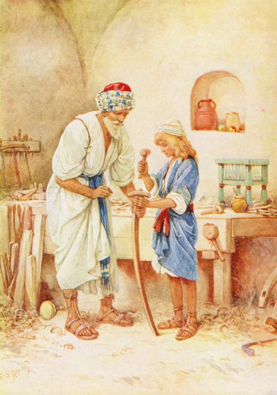 Der Junge Jesus in der Werkstatt des Zimmermanns von Evelyn Stuart Hardy