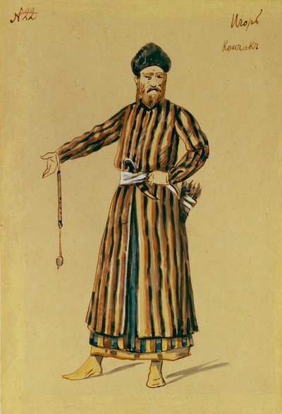 Kostümentwurf für die Oper Fürst Igor von A. Borodin, 1890 von Evgeni Petrovich Ponomarev