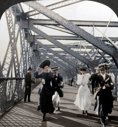 Die Promenade, Williamsburg Bridge, New York, USA, ca. 1900er Jahre von Excelsior Stereoscopic Tours