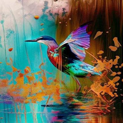 Abstrakter Vogel, inspiriert von Claude Monet von F. Abderrahim