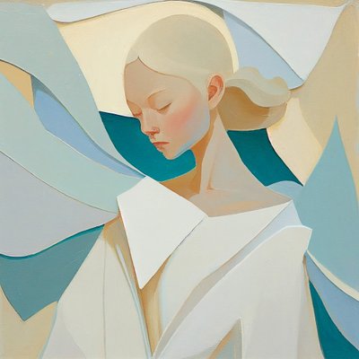 Blondes Frauenporträt, inspiriert von berühmten Gemälden von F. Abderrahim