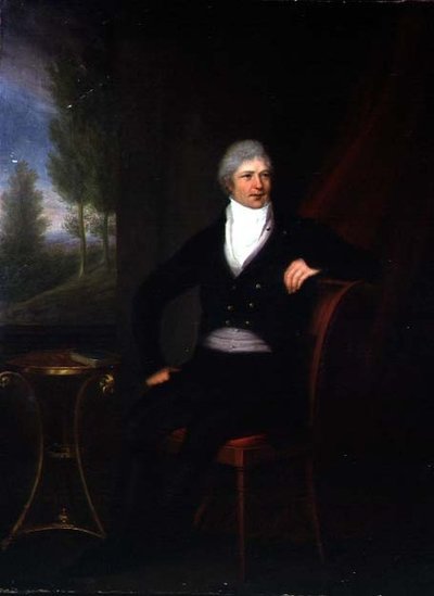 Porträt eines sitzenden Herrn am Fenster von F. Landsberg