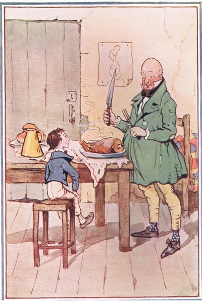 David speiste mit Mr. McCawber im Gefängnis, Illustration aus David Copperfield, 1914 von F. M. B. Blaikie