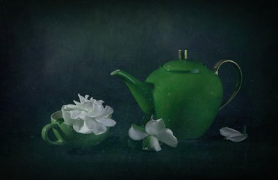 Grüne Teekanne Gardenie von Fangping Zhou
