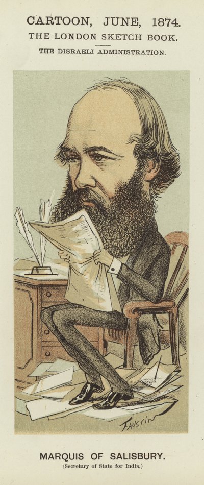 Karikatur des Marquess of Salisbury (Farblithografie) von Faustin (b.1847)