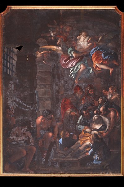 Der Tod des heiligen Rochus in einer Gefängniszelle in Arona von Federico Bianchi