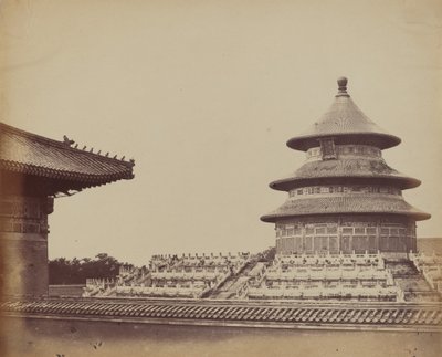 Himmelstempel von dem Ort, an dem die Priester verbrannt werden, in der chinesischen Stadt Peking, Oktober 1860 von Felice Beato