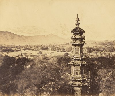 Ansicht des Sommerpalastes. Yuan Ming Yuan Pagode. Vor dem Brand, Peking, 18. Oktober 1860 von Felice Beato