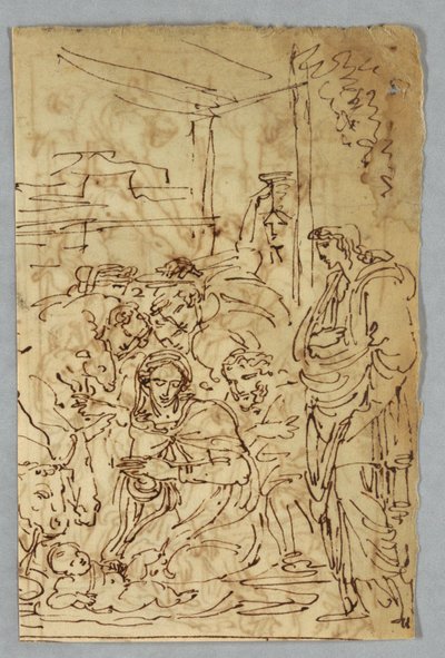 Anbetung der Hirten; Erzengel St. Michael nach Raphael; St. Margarete nach Raphael; Aloof de Wignancourt von Caravaggio; Putti; Studie der Flut; Verso: Disposition nach Volterra; St. Cecilia nach Raphael; Teil der Hochzeit von Heinrich IV. von Felice Giani
