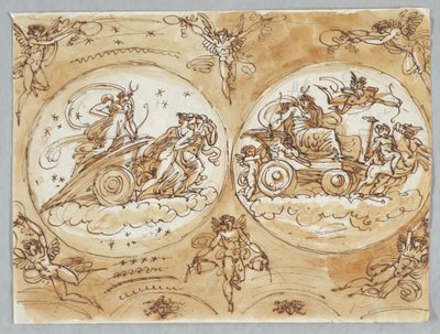 Design mit klassischen und geflügelten Figuren von Felice Giani