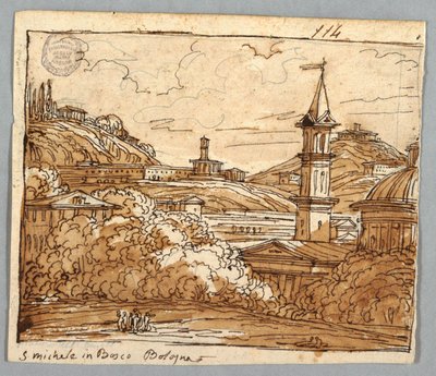 Skizzenbuchseite, Folio 57: Studie nach Michele in Bosco, Bologna; Verso, Architekturdetails von Felice Giani