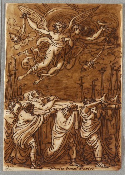 Die Apostel tragen den Körper der Jungfrau zum Grab, Studie nach Lodovico Carracci von Felice Giani