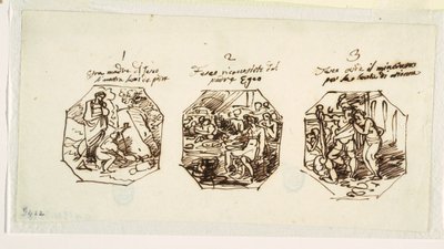 Drei Skizzen zu Theseus-Themen, für die Sala di Teseo, Palazzo Gaddi, Forli von Felice Giani
