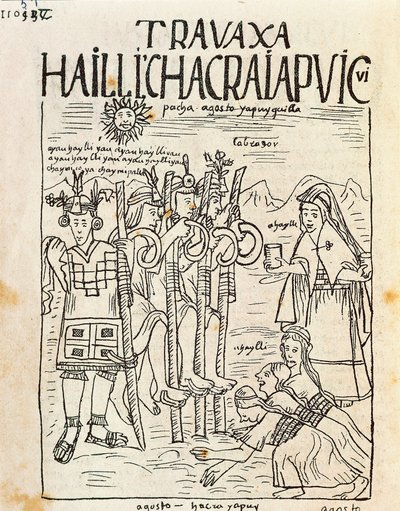 Der Beginn der landwirtschaftlichen Arbeiten im August von Felipe Huaman Poma de Ayala