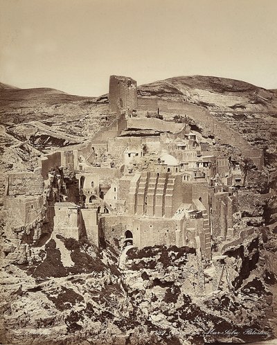 Blick auf das Mar Saba Kloster, in Israel von Félix Bonfils