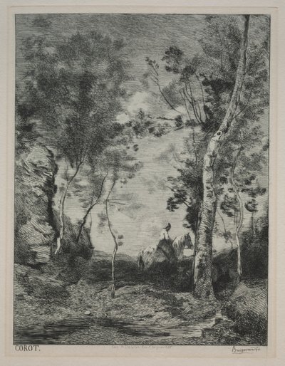 Landschaft oder Das weiße Pferd, nach Corot von Felix Bracquemond
