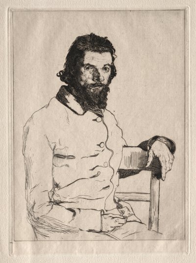 Porträt von Meryon, sitzend von Felix Bracquemond