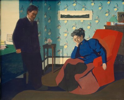 Innenraum mit rotem Sessel und Figuren von Felix Edouard Vallotton