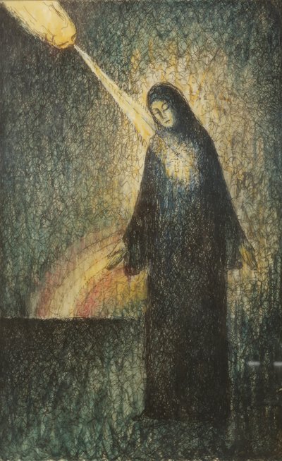 Eine Frau im Licht eines Regenbogens von Felix Elie Tobeen