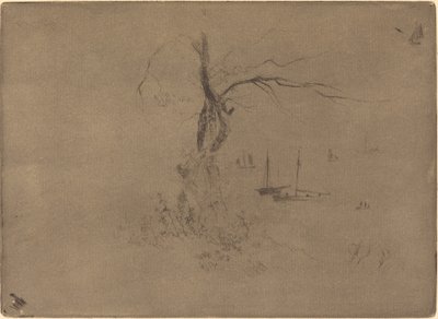 Bäume und Boote von Felix Hilaire Buhot