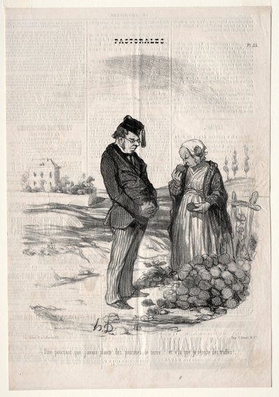 Pastorales, Platte 33: Sie sagen trotzdem, dass wenn ich Kartoffeln pflanze, ich Trüffel ernten werde von Felix Hilaire Buhot