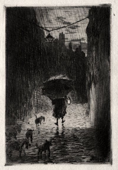 Regen und Regenschirm von Felix Hilaire Buhot