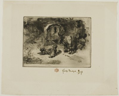 Die Wächter des Hauses oder die Begleiter des Akrobaten von Felix Hilaire Buhot