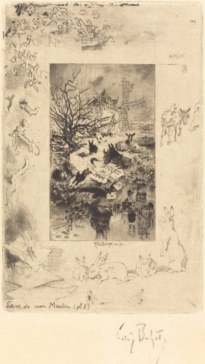 Titelseite für Lettres de Mon Moulin, um 1885 von Felix Hilaire Buhot