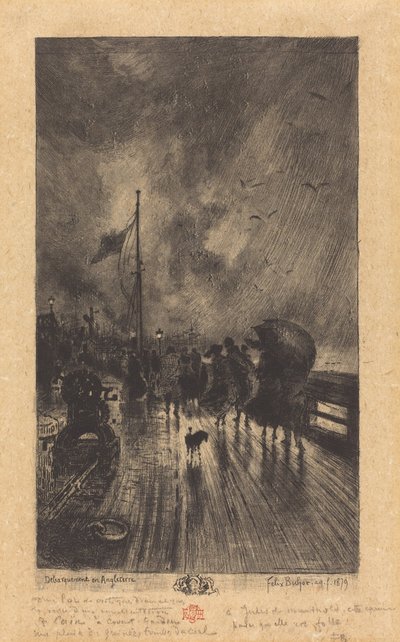 Eine Landung in England von Felix Hilaire Buhot