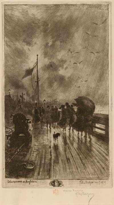 Un Débarquement en Angleterre, Landung in England 1879 von Felix Hilaire Buhot
