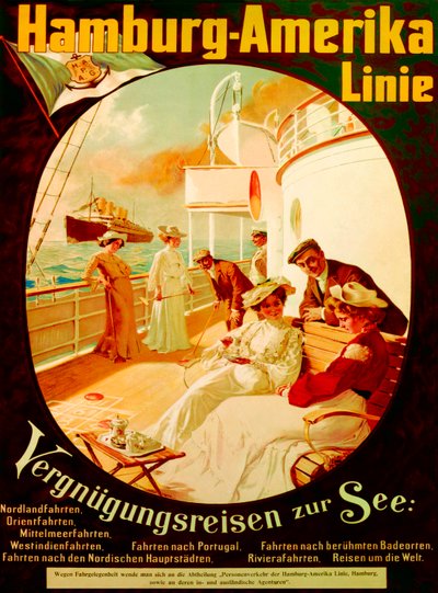 Vergnügungsfahrt auf dem Meer, Plakatwerbung für die Hamburg-Amerika-Linie, 1904 von Felix Schwormstadt