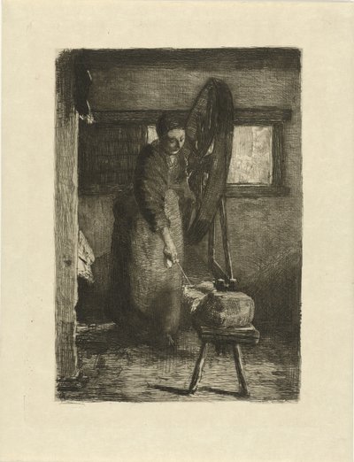 Spinnerin bei der Arbeit (An der Arbeit) von Ferdinand Oldewelt