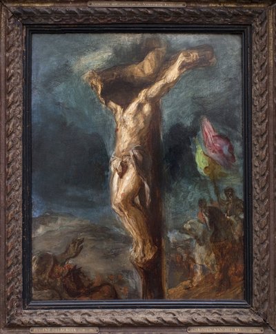 Kreuzigung. Gemälde von Eugène Delacroix (1798-1863), Öl auf Holz. von Ferdinand Victor Eugene Delacroix