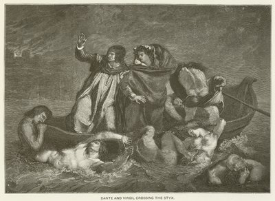 Dante und Virgil überqueren den Styx von Ferdinand Victor Eugene Delacroix