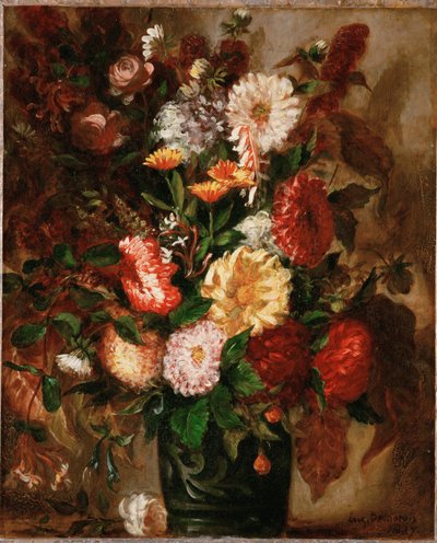 Blumen in einem irdenen Topf von Ferdinand Victor Eugene Delacroix