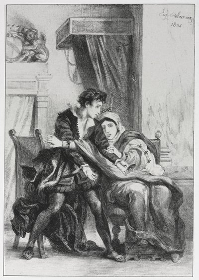 Hamlet und die Königin, 1834 von Ferdinand Victor Eugene Delacroix
