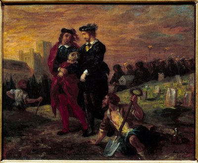 Hamlet und Horatio auf dem Friedhof. Akt V von William Shakespeares Stück „Hamlet“ von Ferdinand Victor Eugene Delacroix