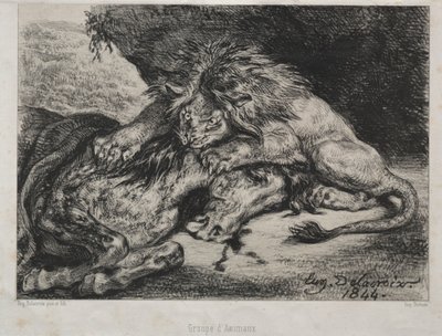 Löwe verschlingt ein Pferd, 1844 von Ferdinand Victor Eugene Delacroix