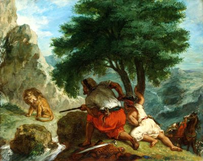 Löwenjagd in Marokko, 1854 von Ferdinand Victor Eugene Delacroix