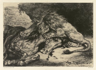 Löwe verschlingt ein Pferd, 1844 von Ferdinand Victor Eugene Delacroix