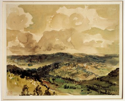 Panoramablick auf bewaldete Hügel um Croze von Ferdinand Victor Eugene Delacroix